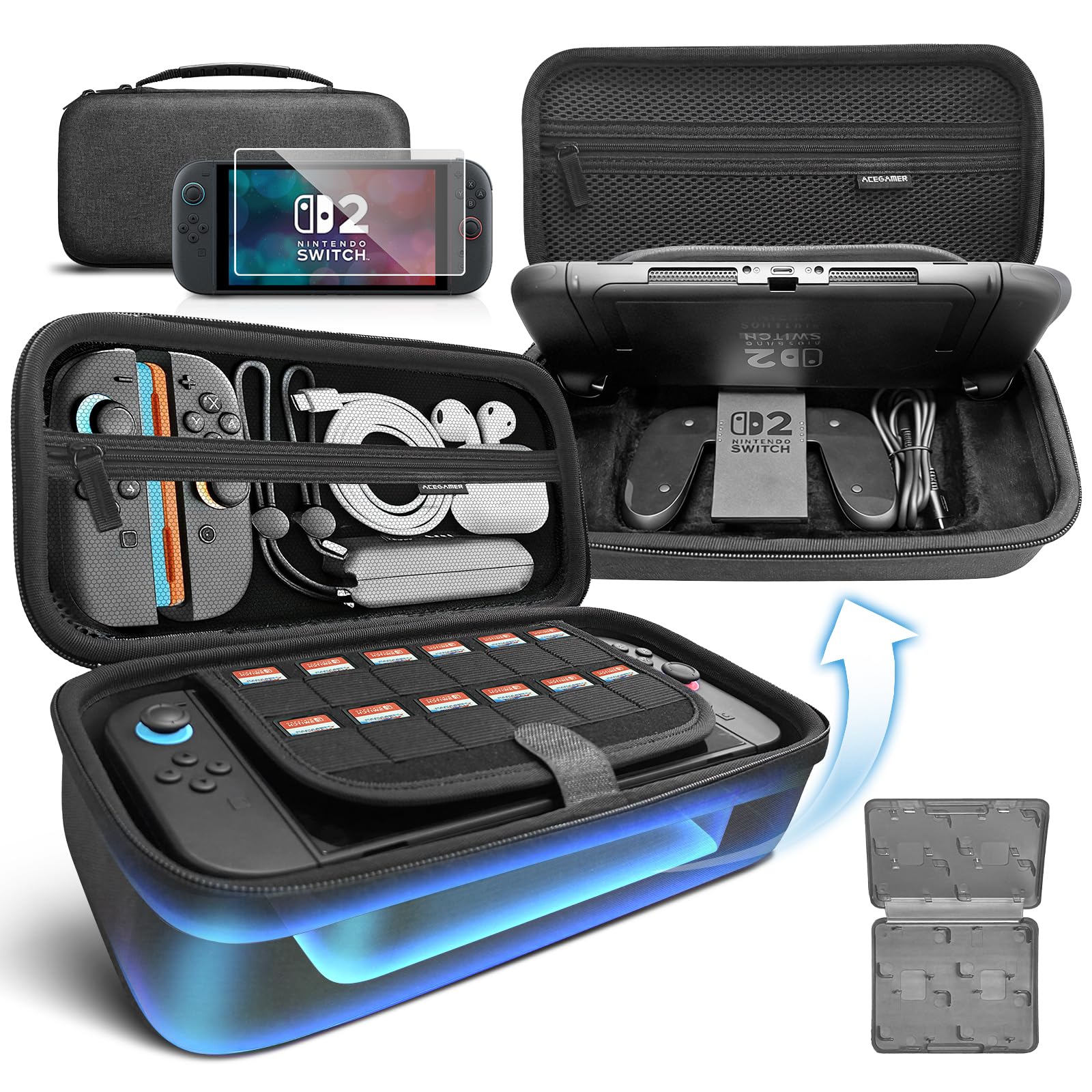 AceGamer for Nintendo Switch 2 Carrying Case with Screen Protector